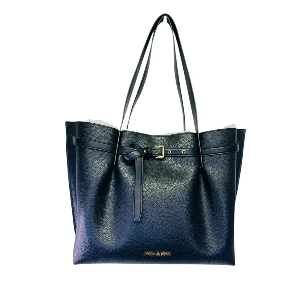 Michael Kors Emilia Large‎ Pebbled Leather Tote Bag Black NWT
